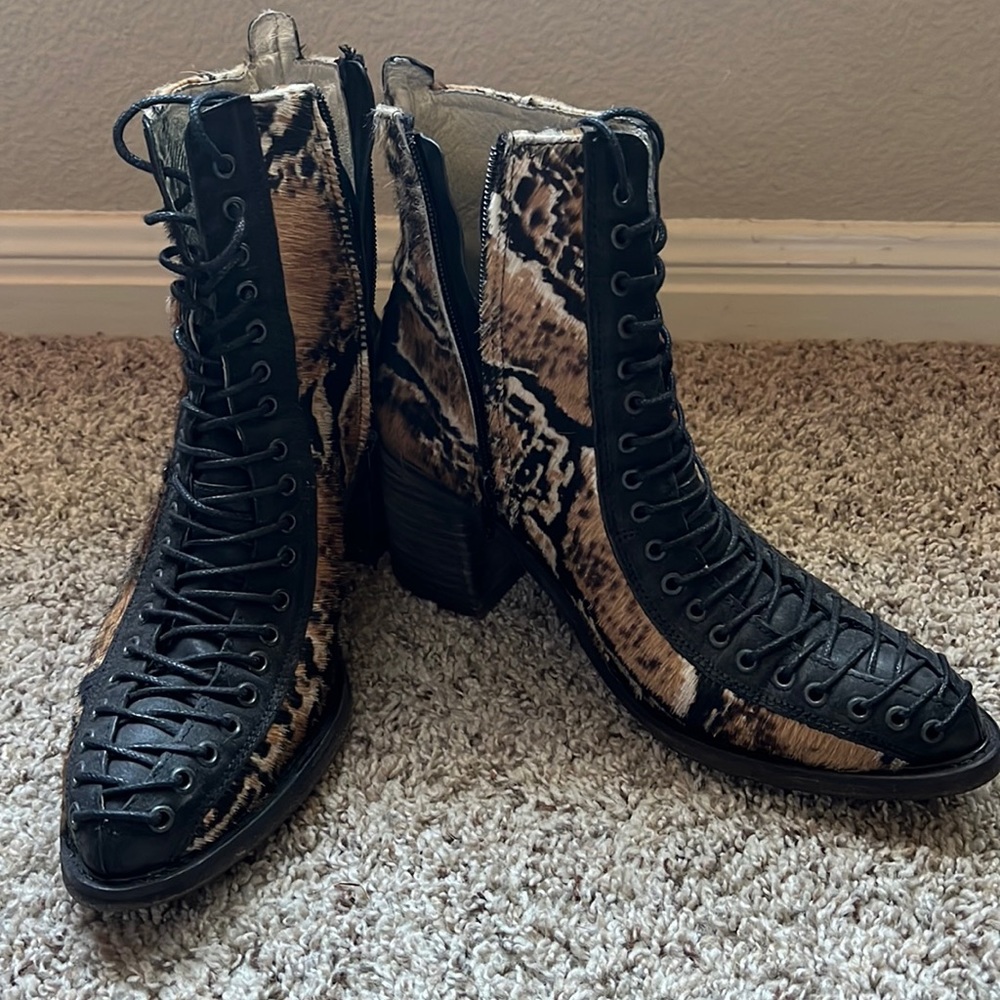 Free People animal print booties